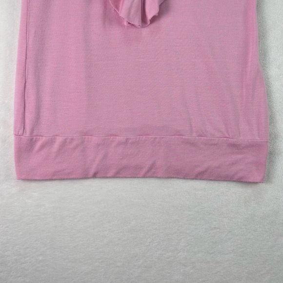 Y2K Scene Pink Barbiecore Ruffle Front Mock Neck Short Sleeve Blouse Size S Top - Picture 6 of 10